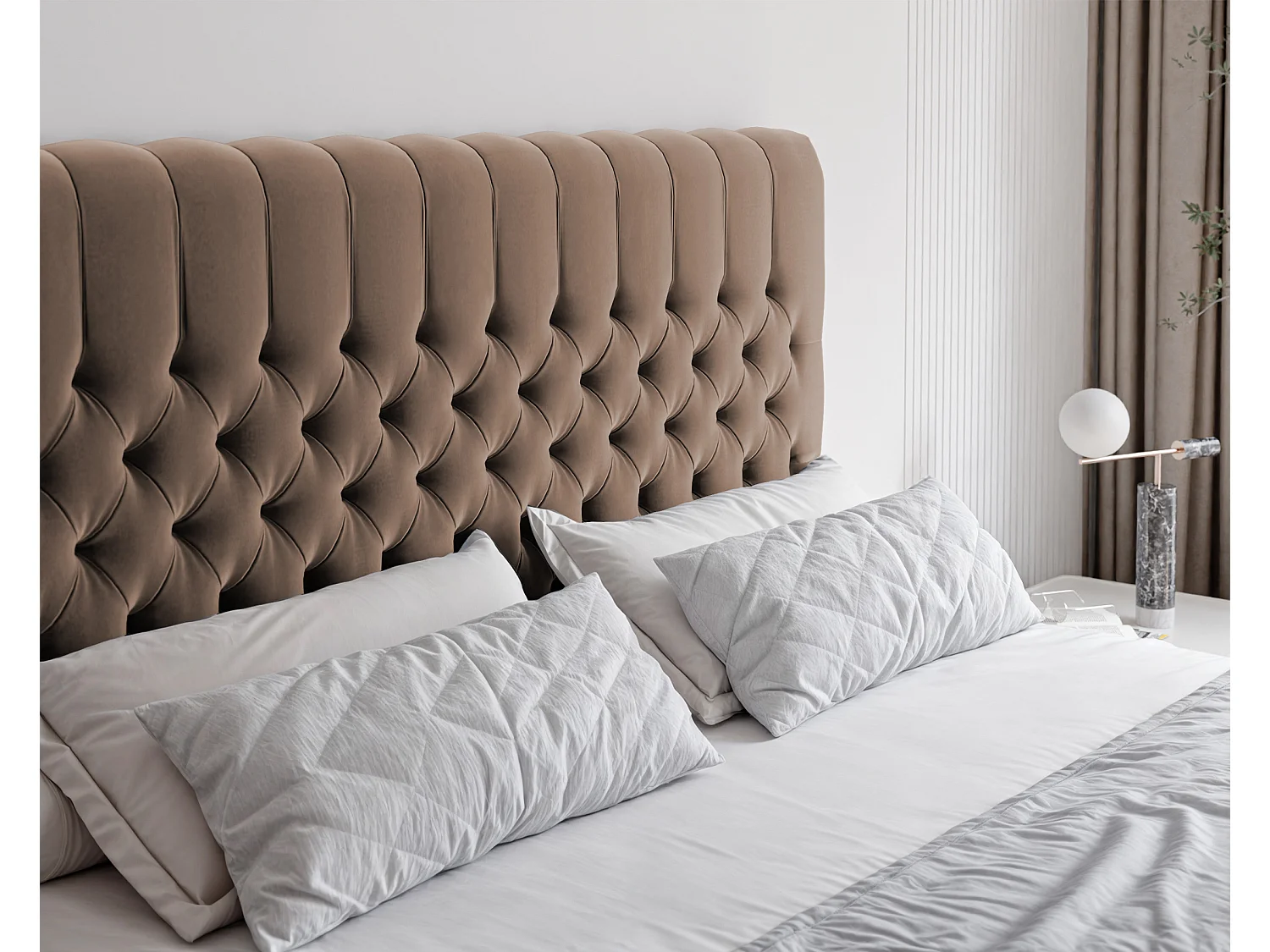 Lit continental rembourré avec matelas, marron - 120x200