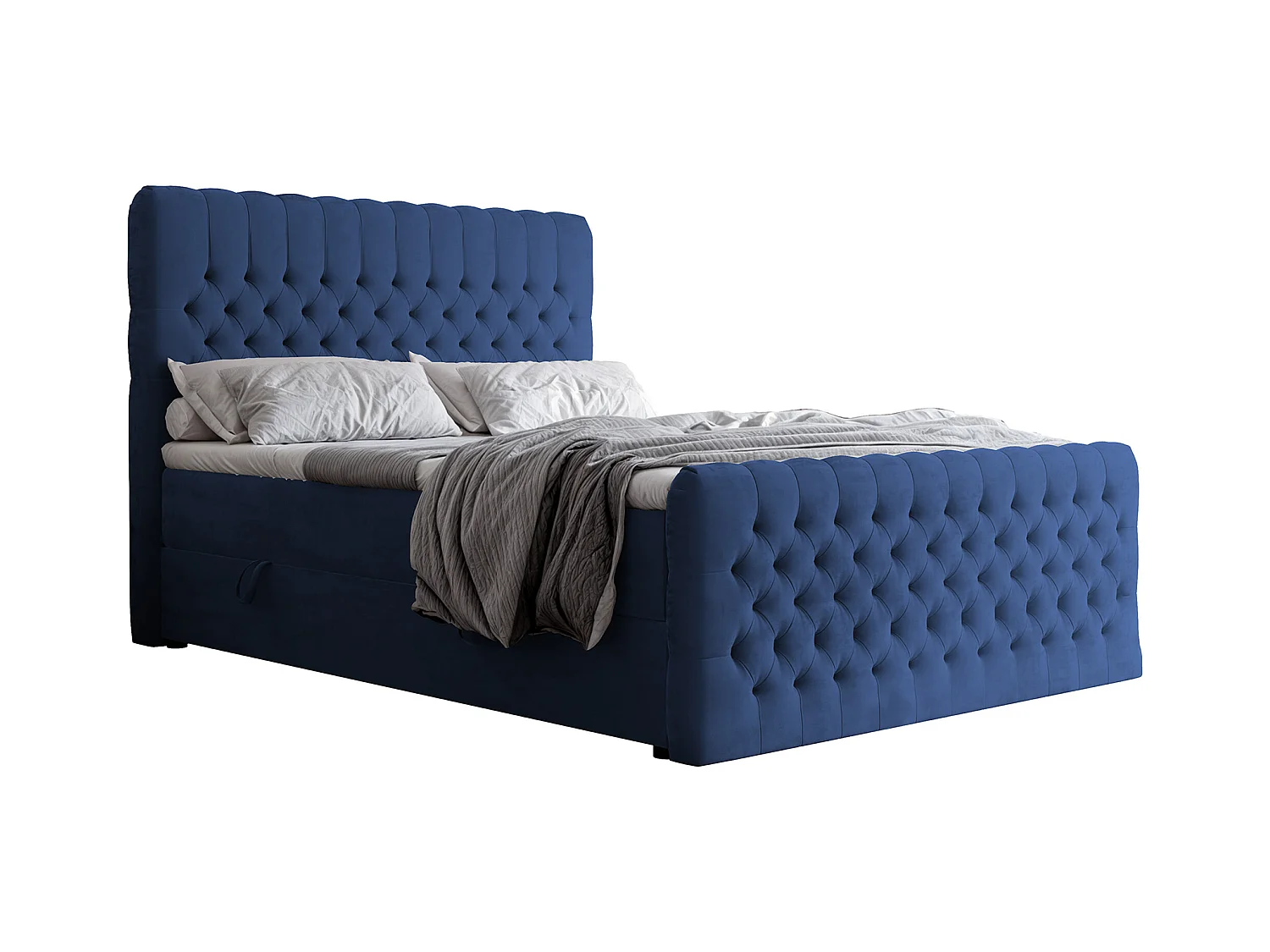 Lit continental rembourré avec matelas, bleu - 140x200