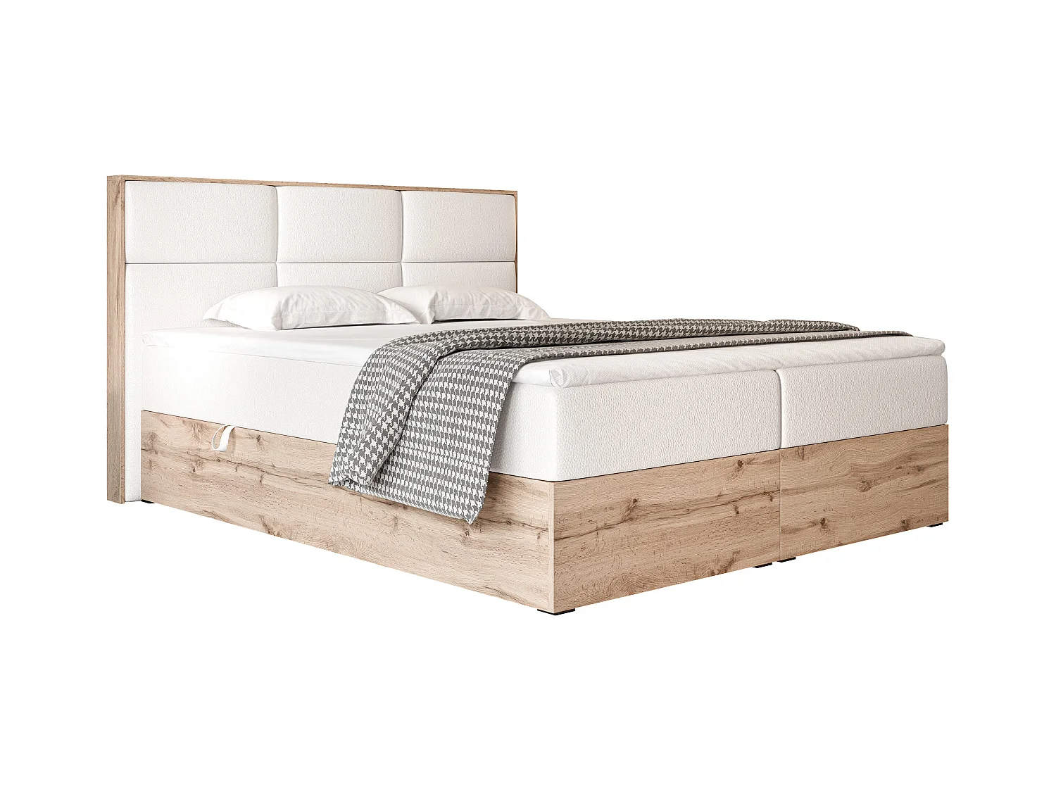 Lit continental rembourré avec surmatelas, blanc  - 200x200 - LAVIO