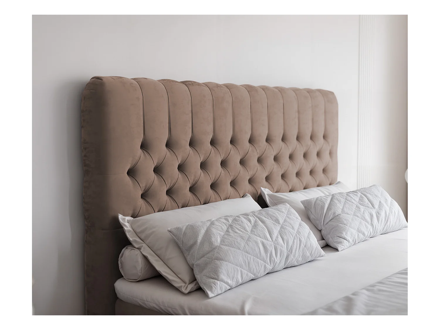 Lit continental rembourré avec matelas, marron - 200x200