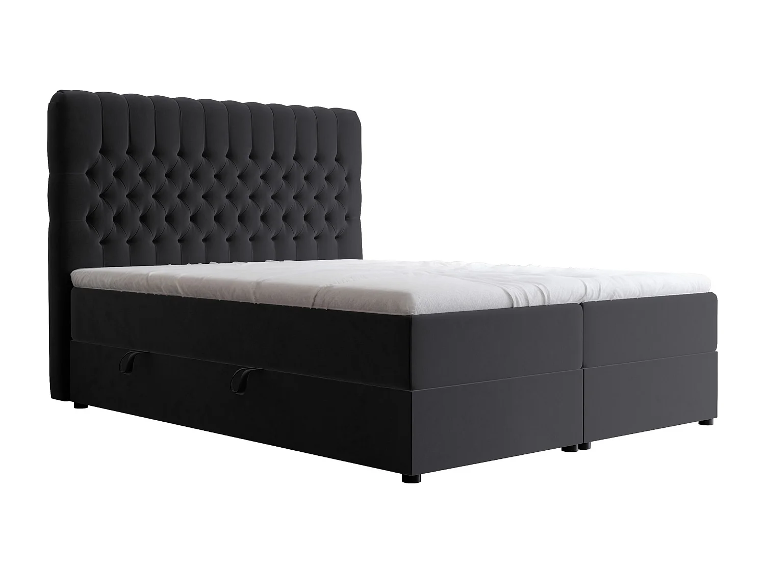 Lit continental rembourré avec matelas, noir - 140x200