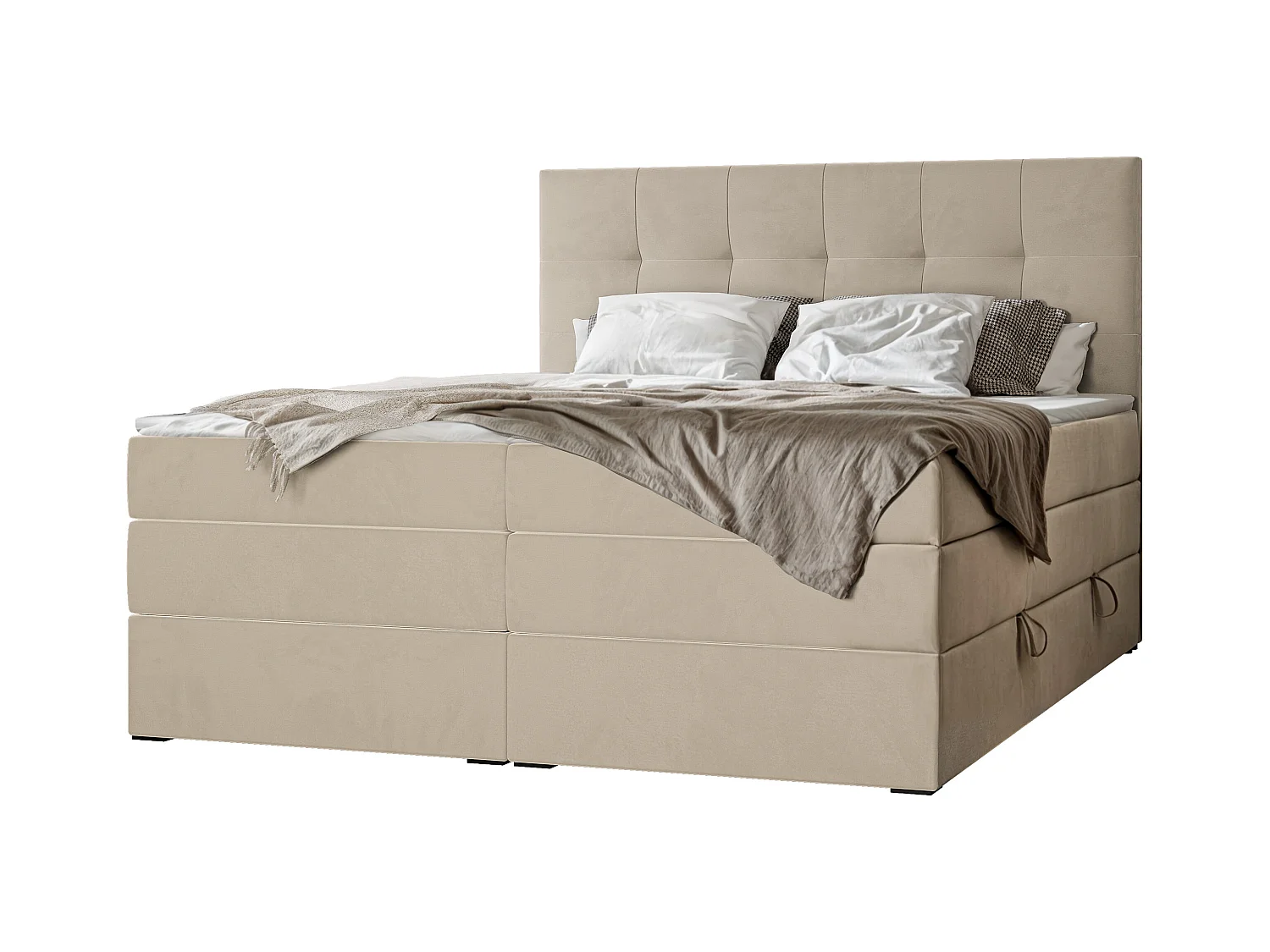Lit continental rembourré avec surmatelas, crème - 200x200 - AZARIO
