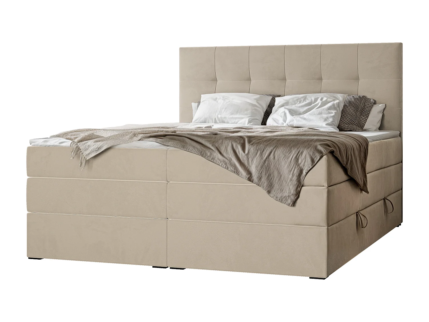 Lit continental rembourré avec surmatelas, crème - 200x200 - AZARIO