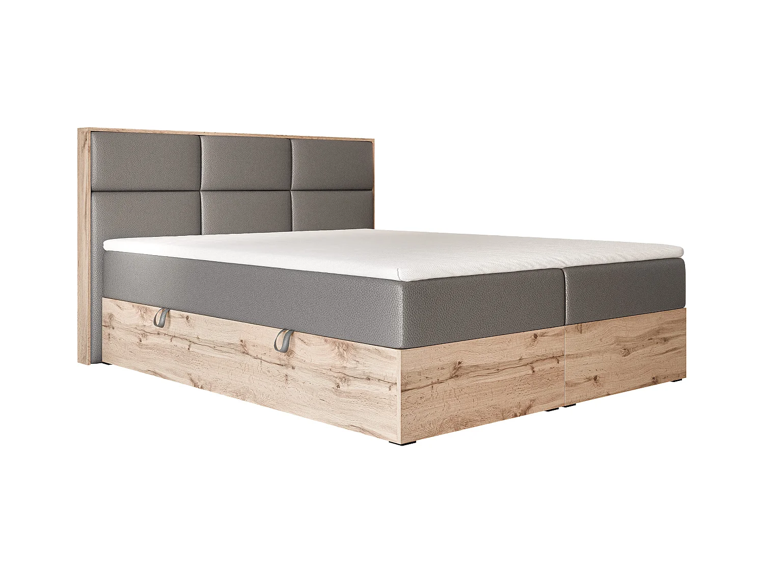 Lit continental rembourré avec surmatelas, gris  - 120x200 - LAVIO