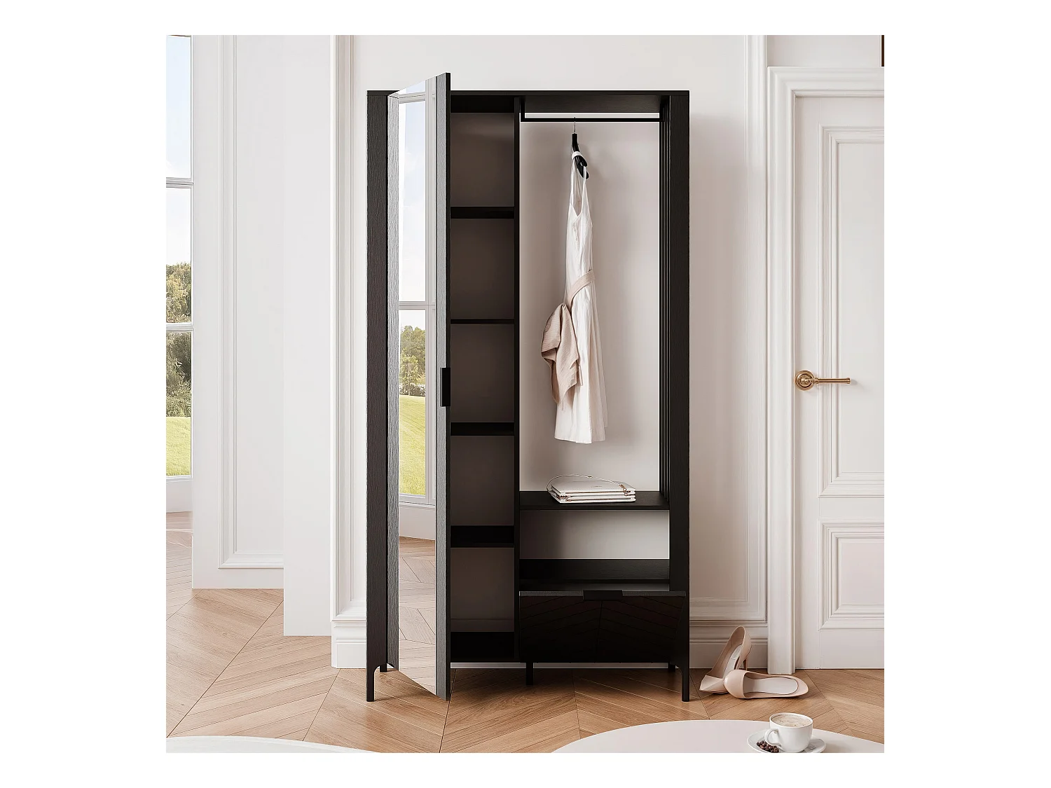 Armoire dressing avec miroir Noir