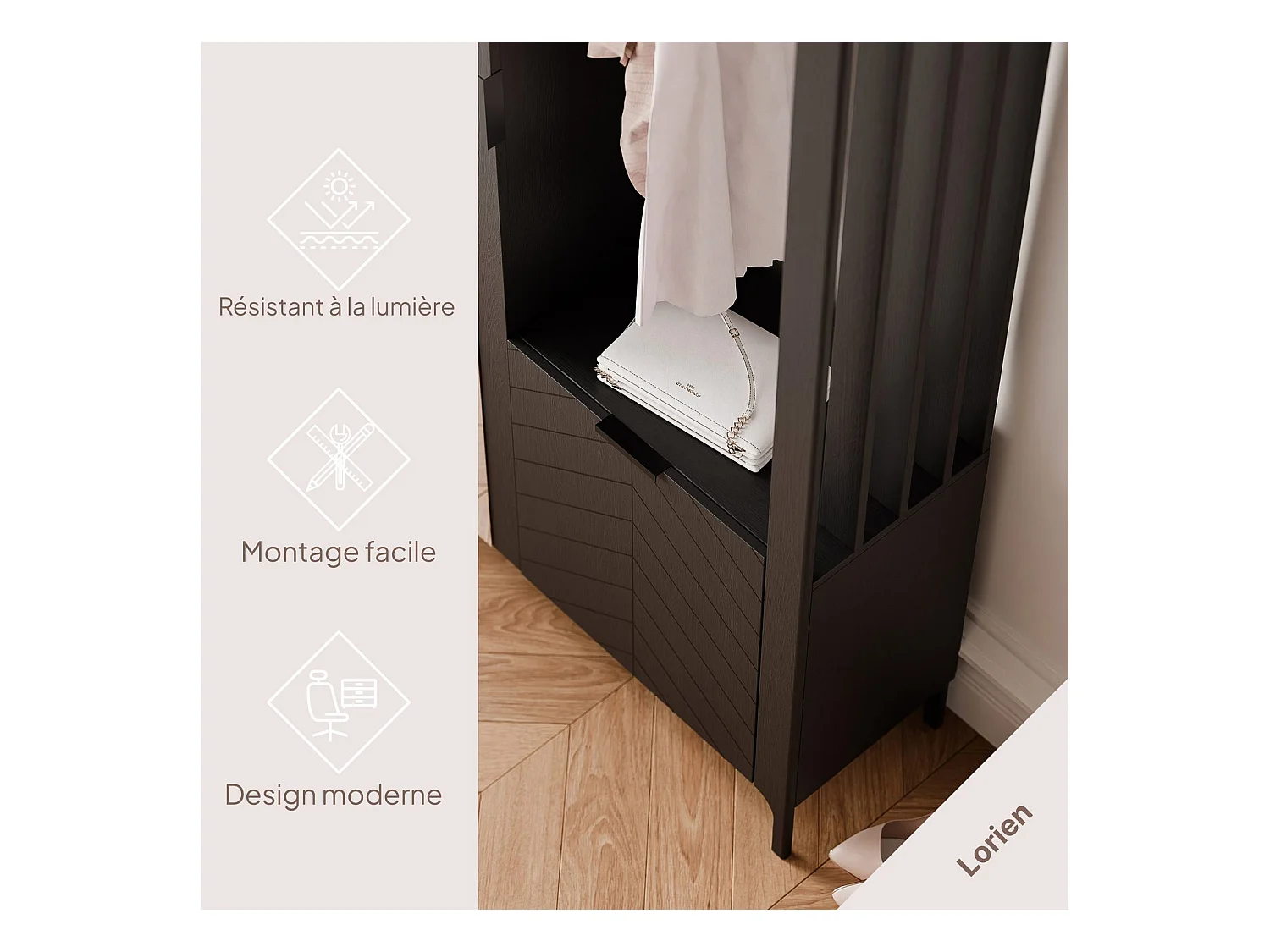 Armoire dressing avec miroir Noir