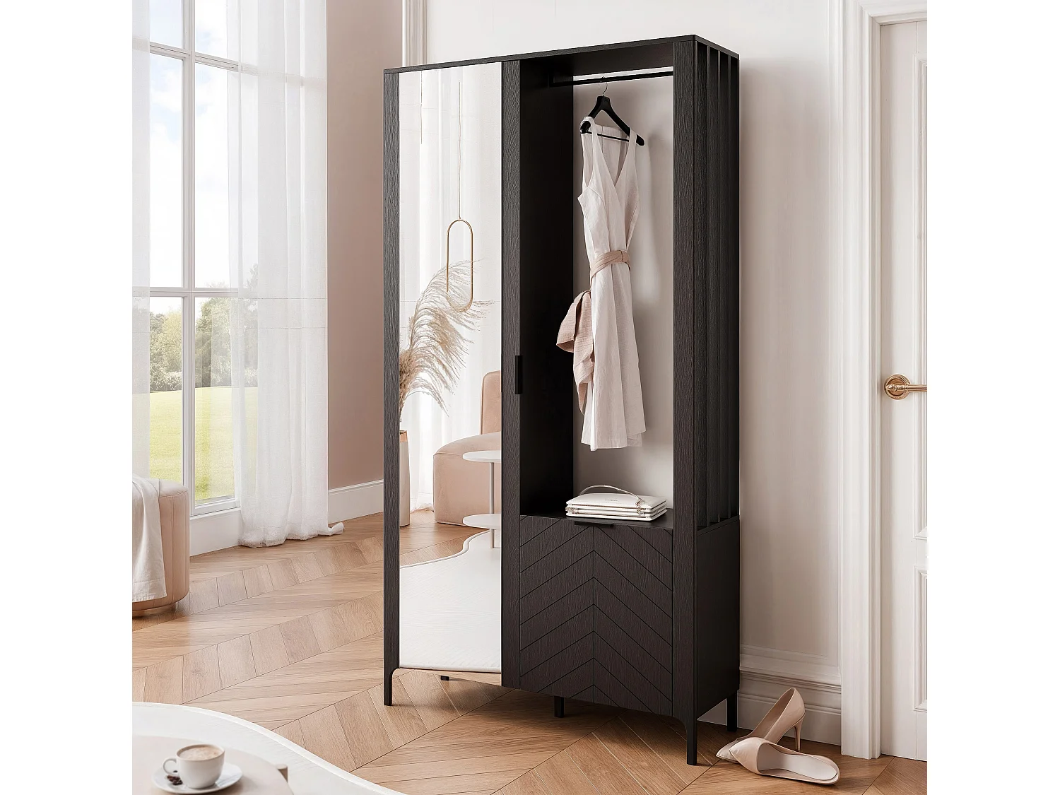 Armoire dressing avec miroir Noir