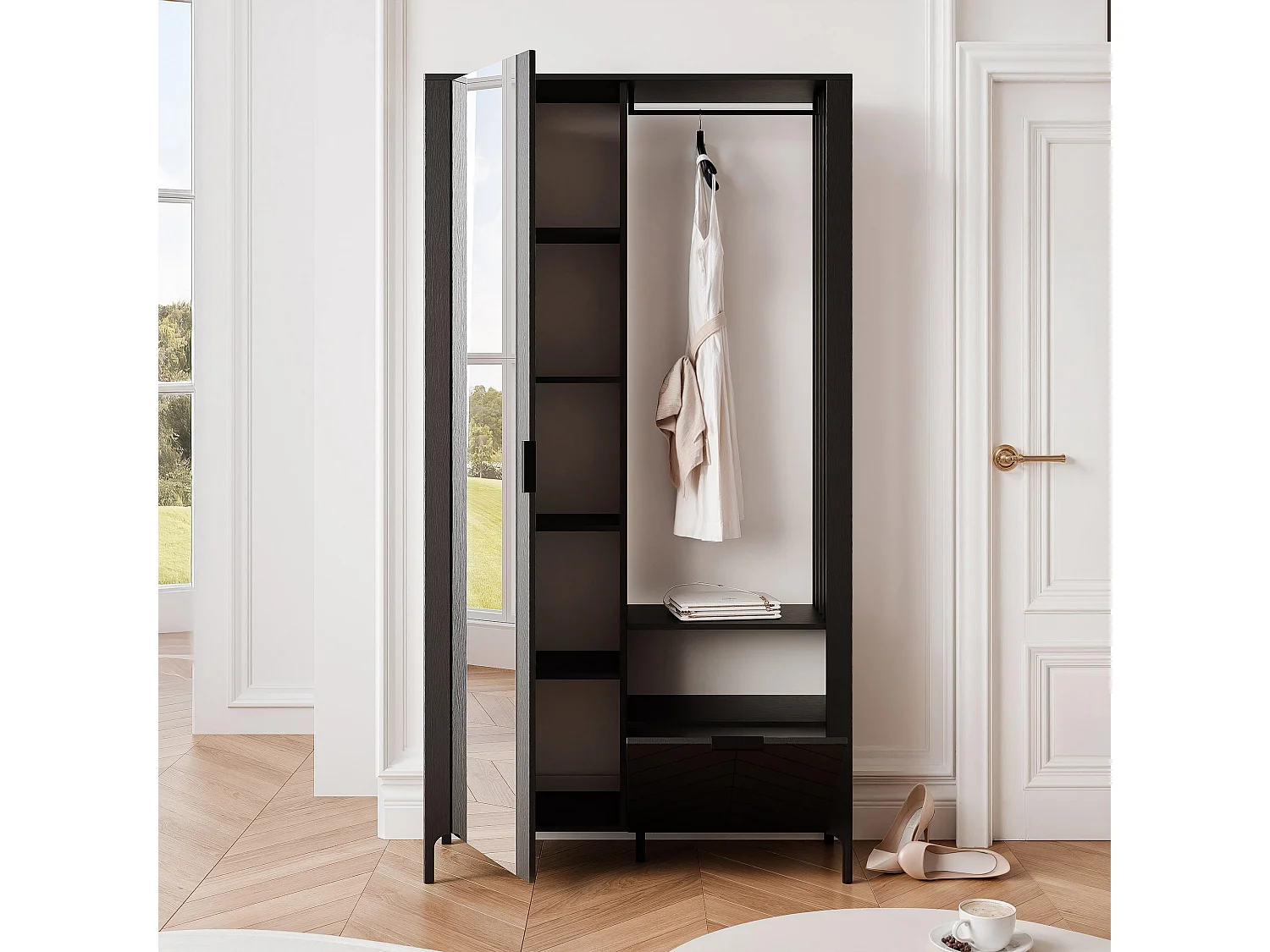 Armoire dressing avec miroir Noir