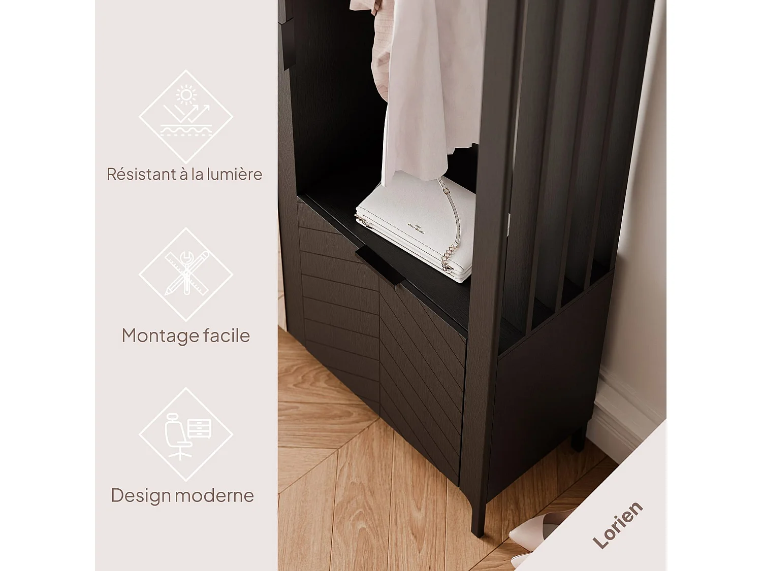 Armoire dressing avec miroir Noir