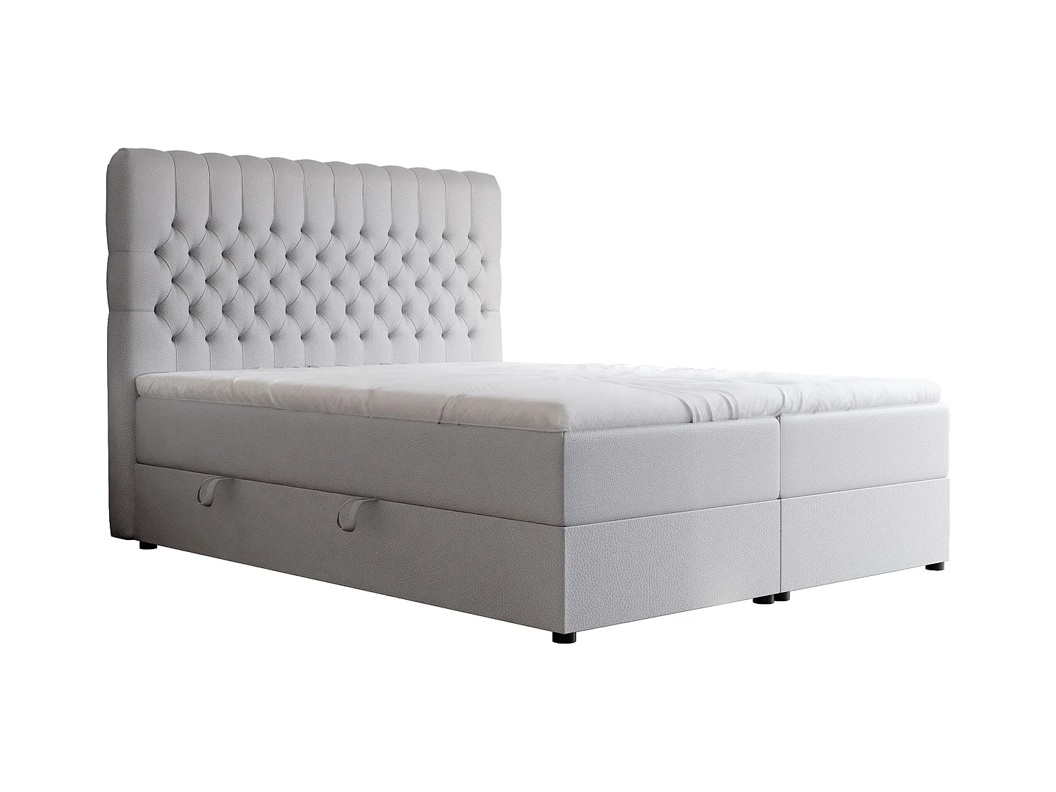 Lit continental rembourré avec matelas, gris  - 200x200