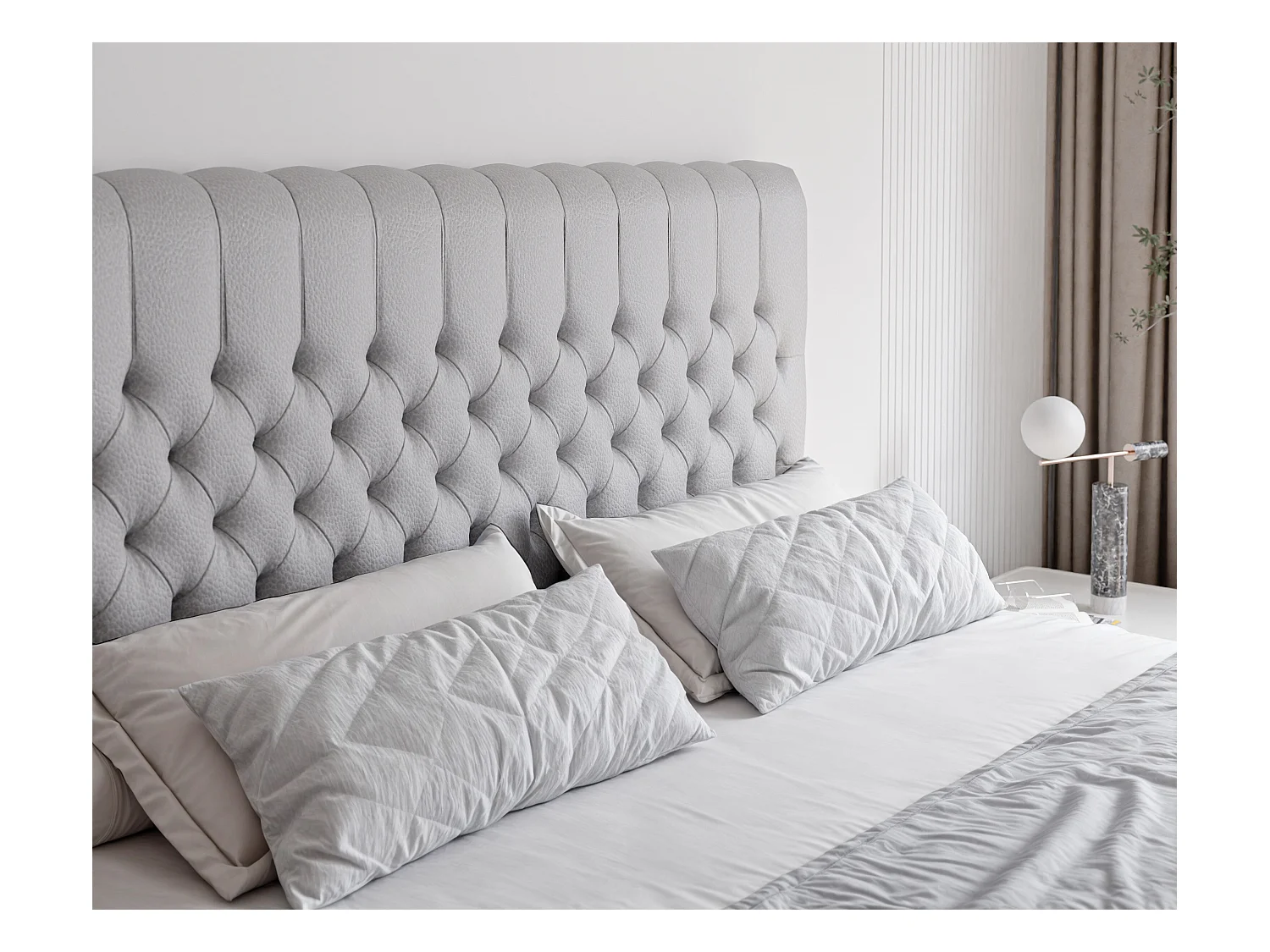 Lit continental rembourré avec matelas, gris  - 200x200