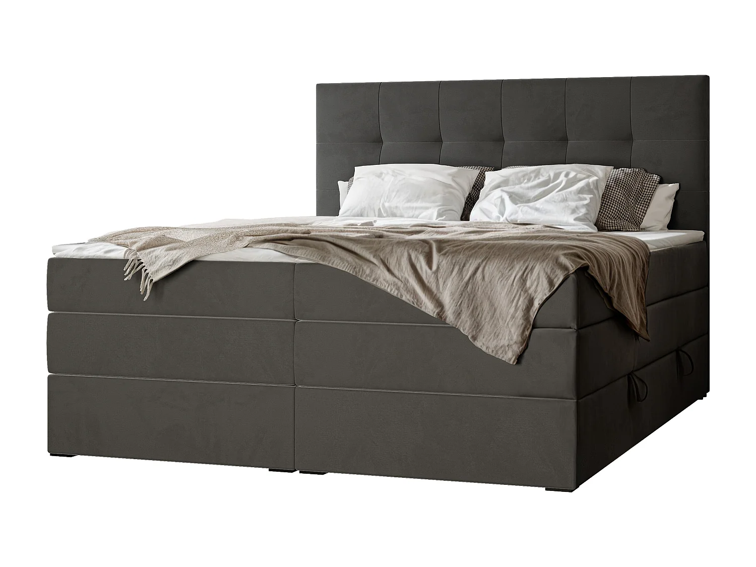 Lit continental rembourré avec surmatelas, gris anthracite - 120x200 - AZARIO