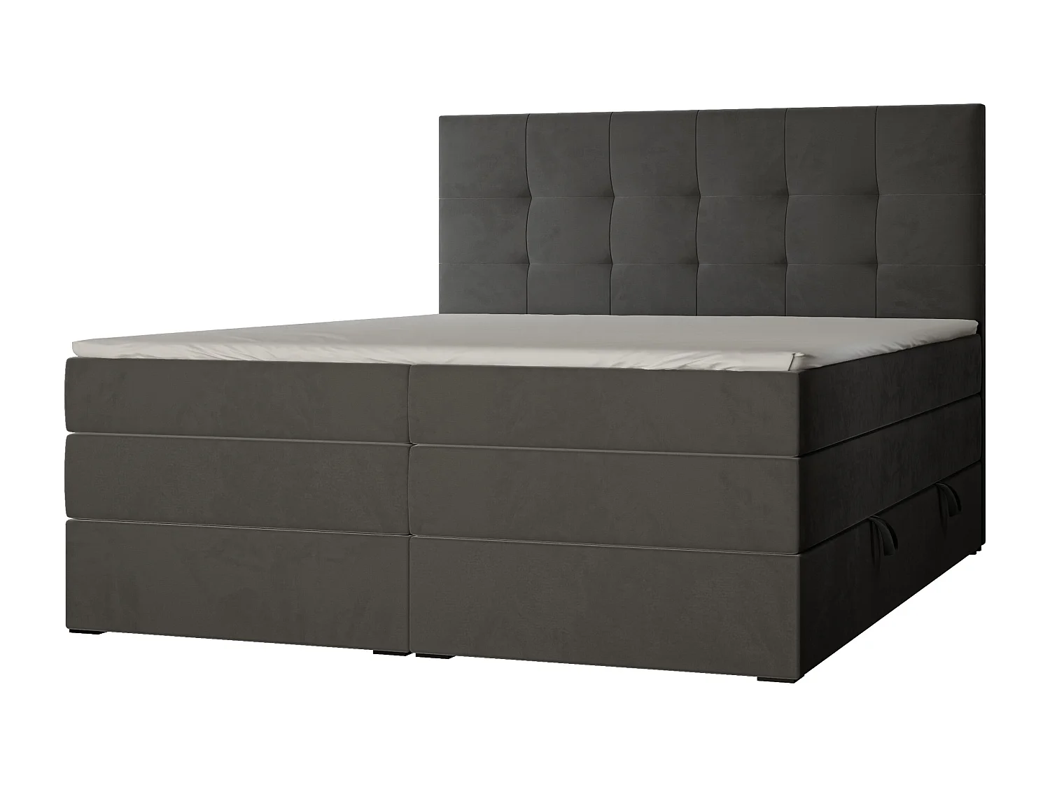 Lit continental rembourré avec surmatelas, gris anthracite - 120x200 - AZARIO