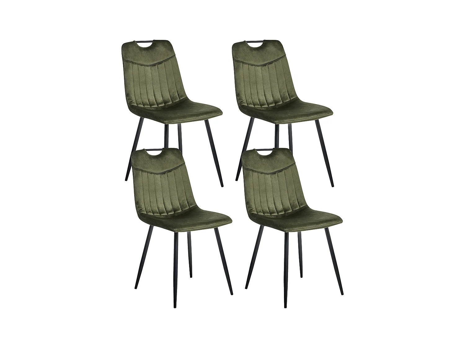Lot de 4 chaises de salle à manger ARGYLE Velours Vert foncé