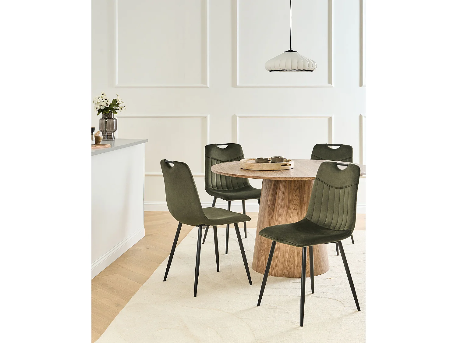 Lot de 4 chaises de salle à manger ARGYLE Velours Vert foncé