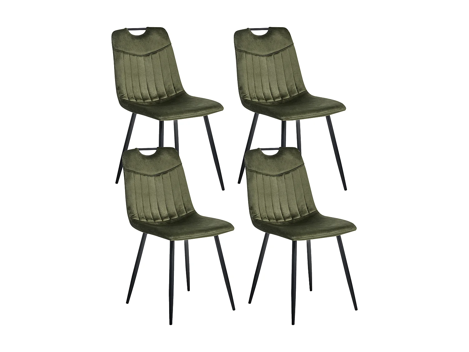 Lot de 4 chaises de salle à manger ARGYLE Velours Vert foncé