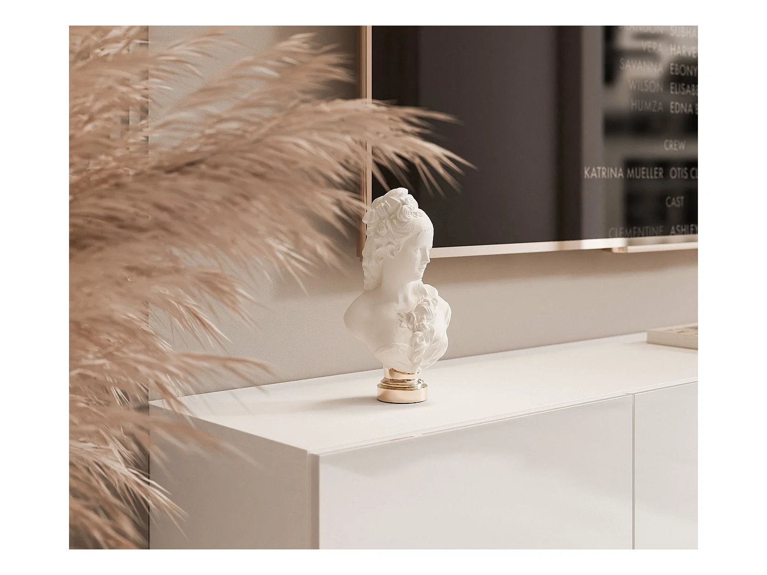 Meuble TV avec LED ANGEL 200 cm blanc brillant