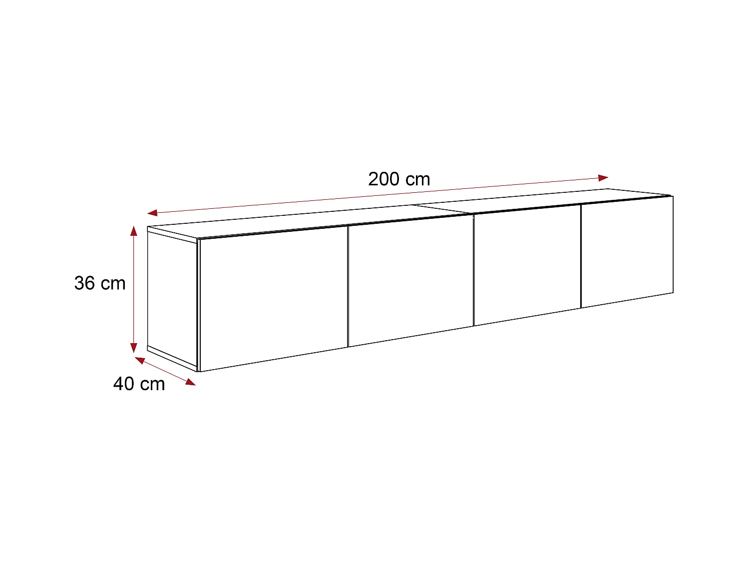 Meuble TV avec LED ANGEL 200 cm blanc brillant