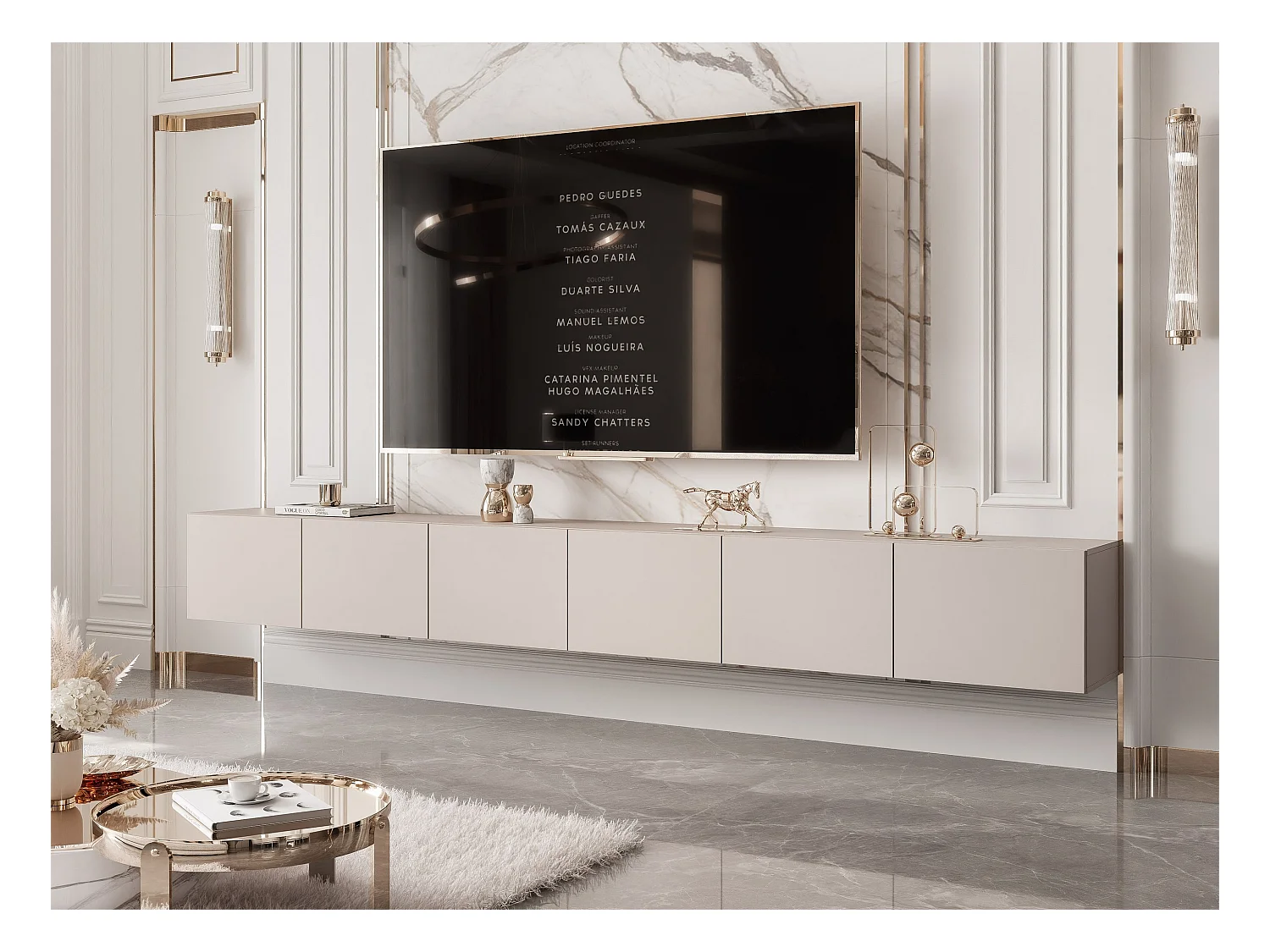 Meuble TV avec LED ANGEL 300 cm cachemire