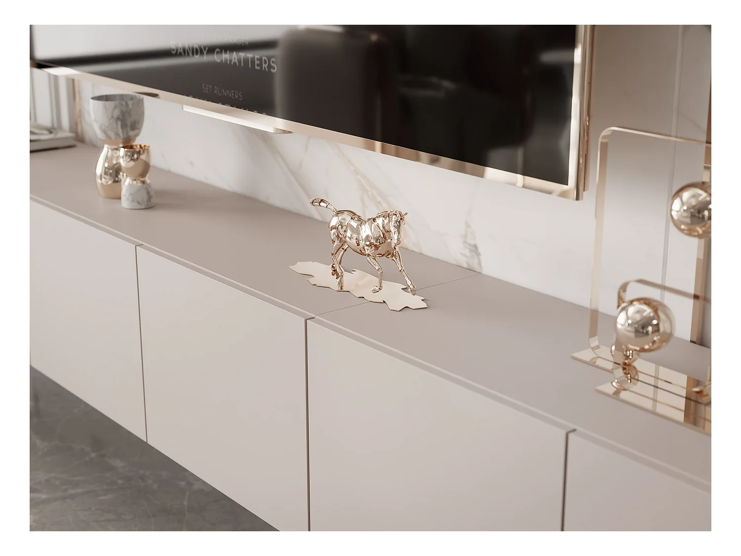 Meuble TV avec LED ANGEL 300 cm cachemire