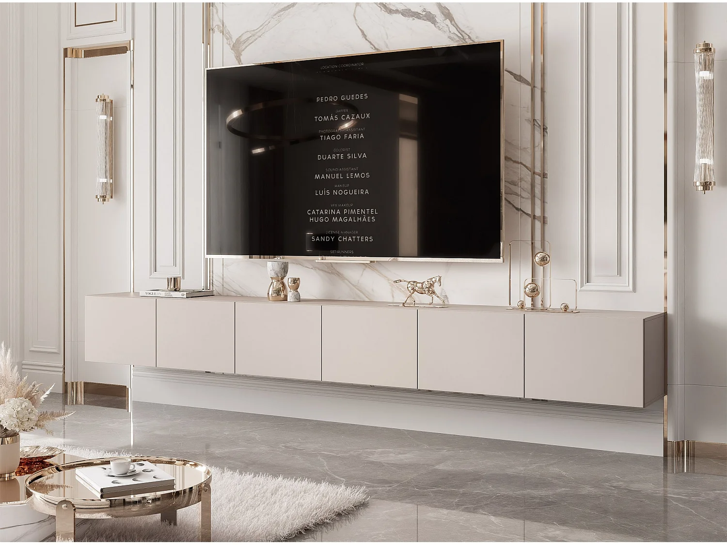 Meuble TV avec LED ANGEL 300 cm cachemire