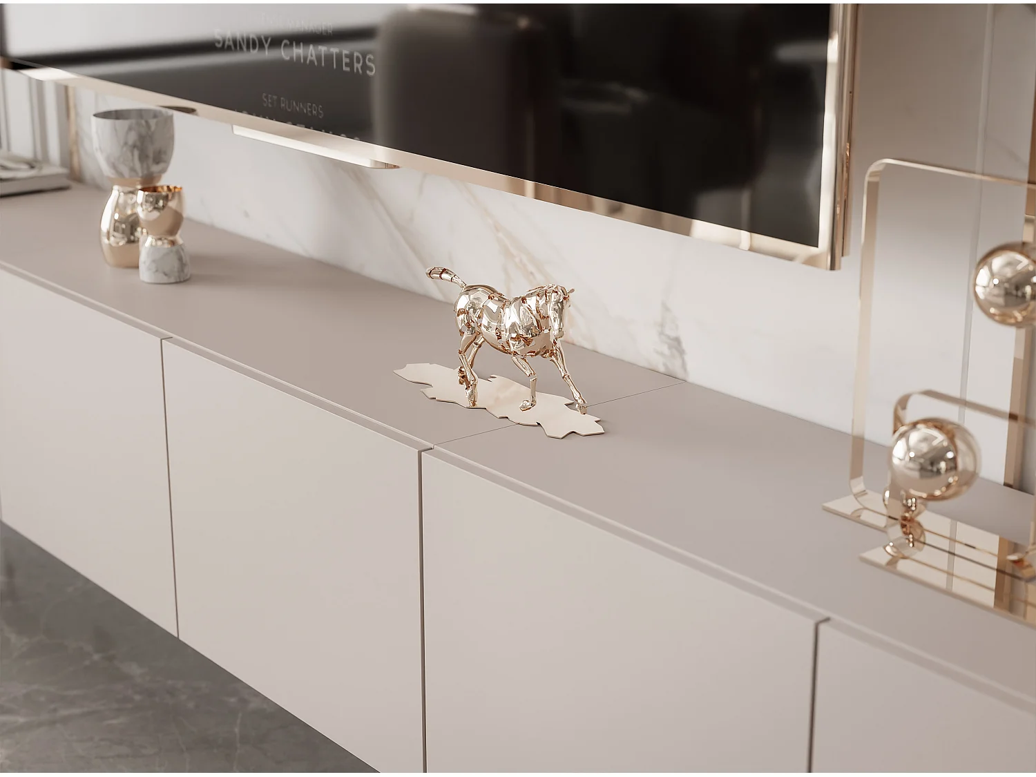 Meuble TV avec LED ANGEL 300 cm cachemire