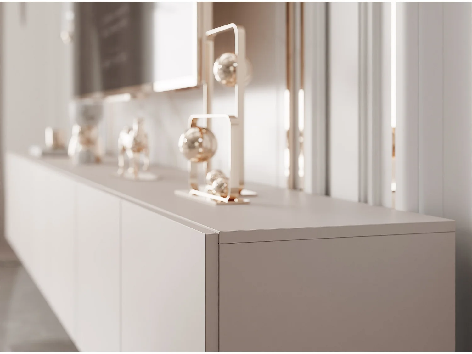 Meuble TV avec LED ANGEL 300 cm cachemire