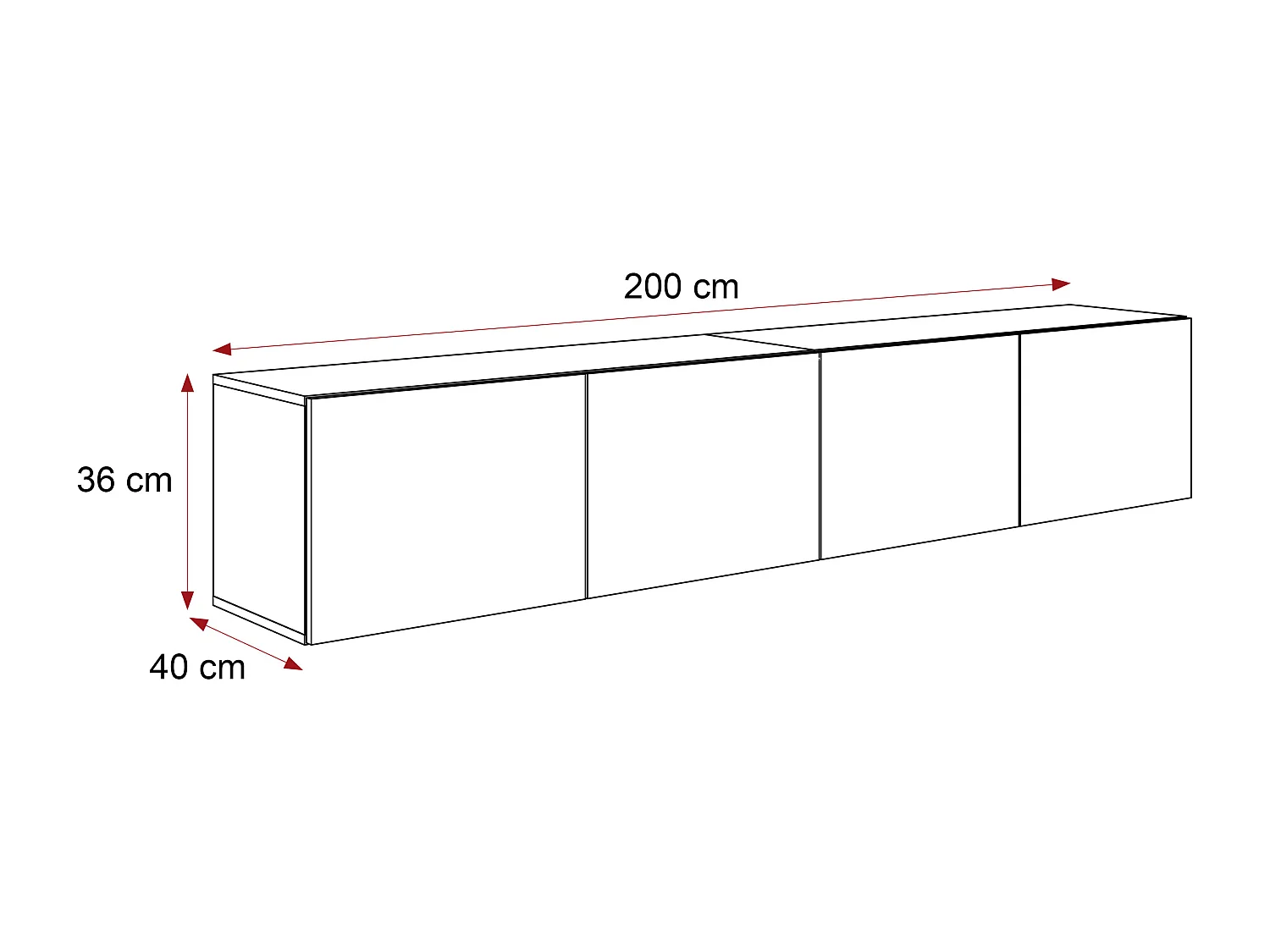 Meuble TV avec LED ANGEL 200 cm blanc mat