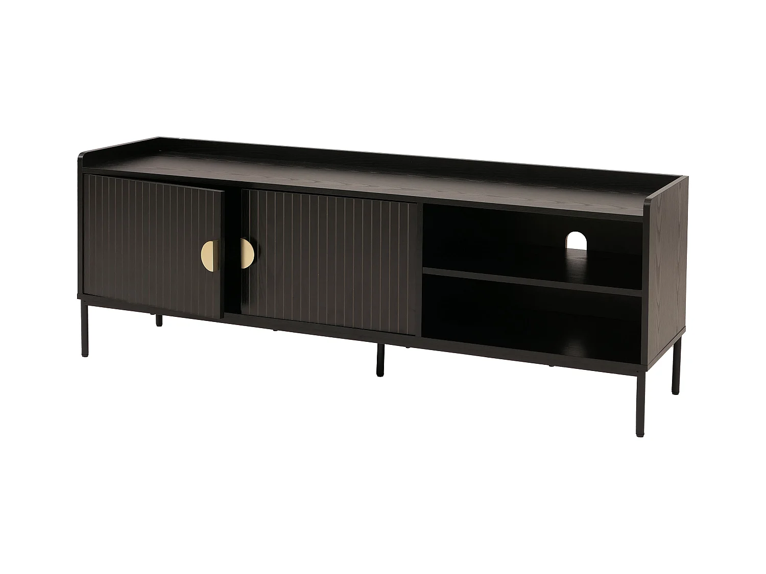 Drzwi do szafki pod telewizor MCW-O39,  wygląd drewna, czarny