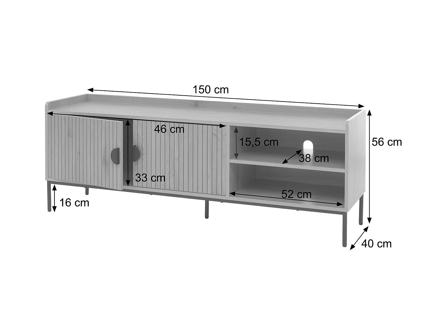 Drzwi do szafki pod telewizor MCW-O39,  wygląd drewna, czarny