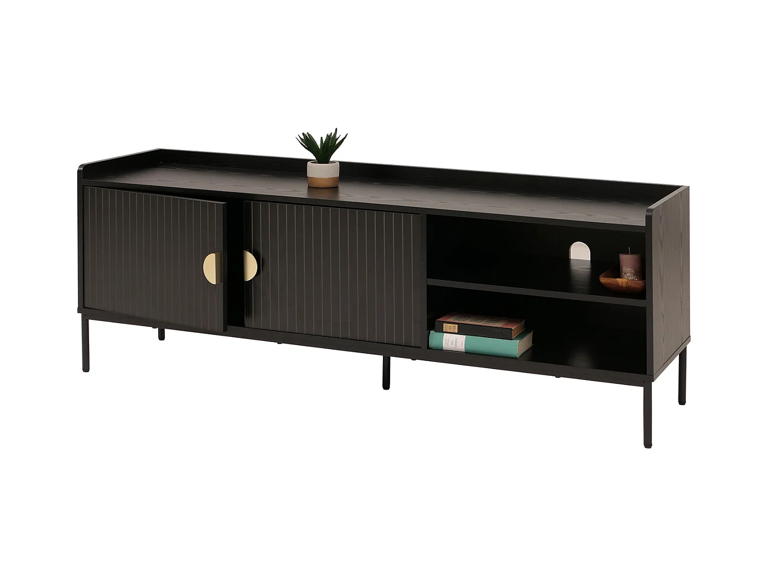 Drzwi do szafki pod telewizor MCW-O39,  wygląd drewna, czarny