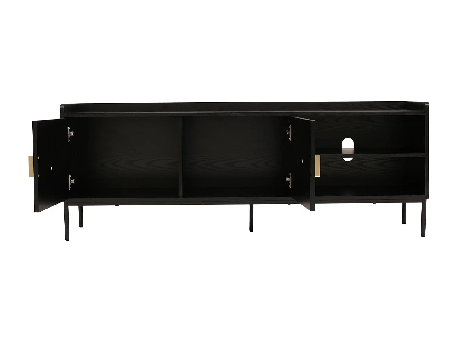 Meuble TV avec portes MCW-O39,  aspect bois noir