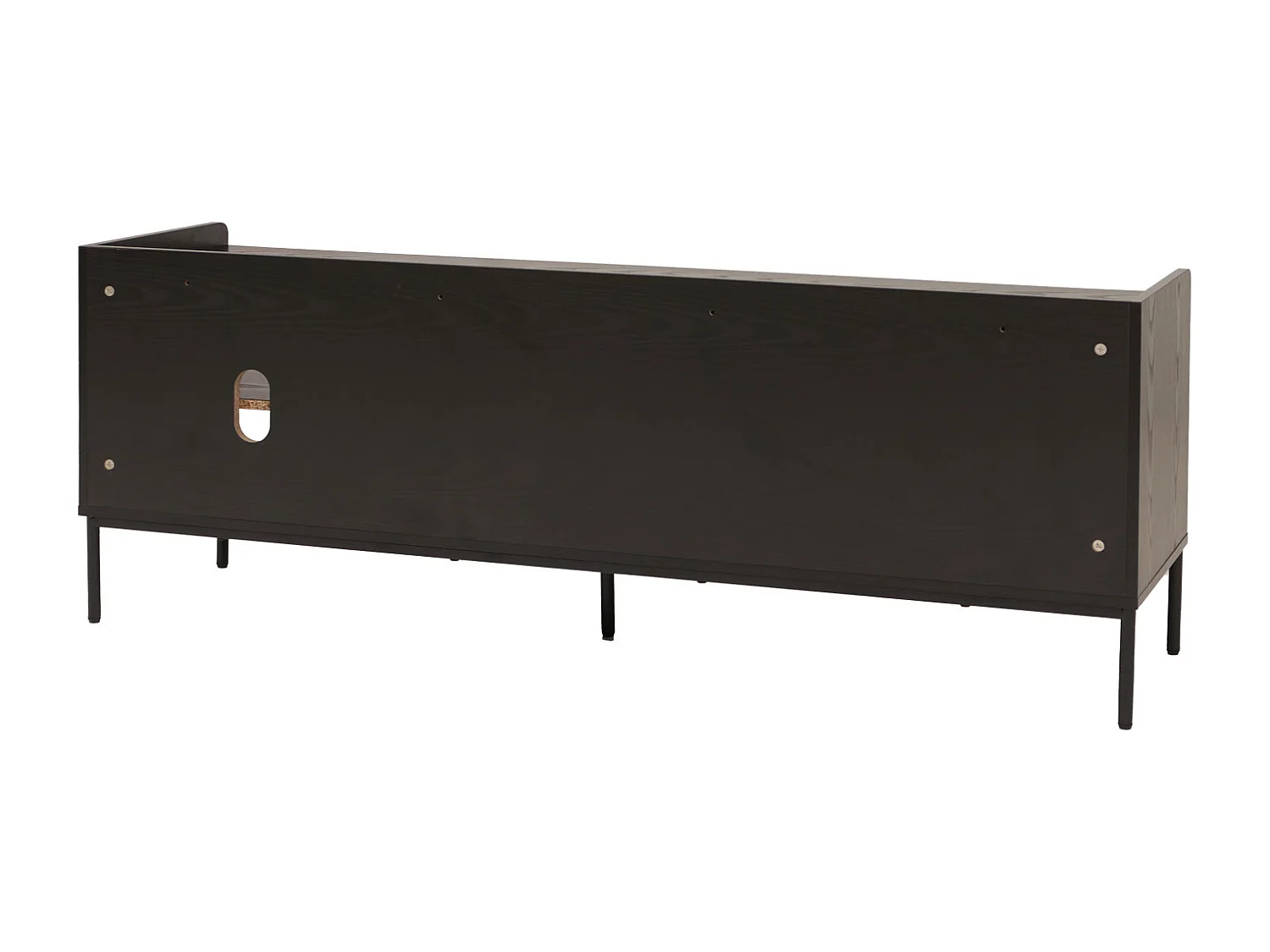 Meuble TV avec portes MCW-O39,  aspect bois noir