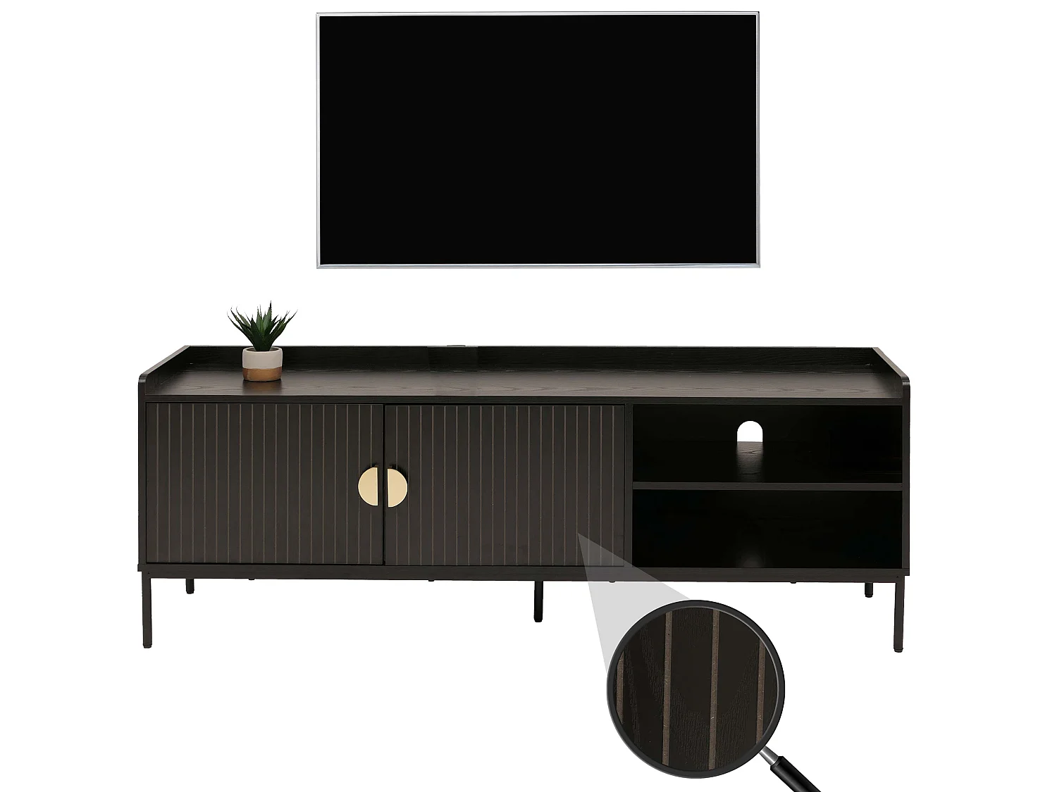 TV Stand Doors MCW-O39,  black wood-effect