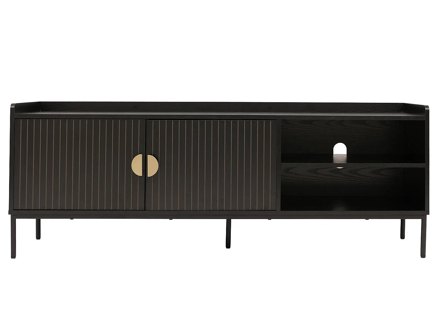 TV Stand Doors MCW-O39,  black wood-effect