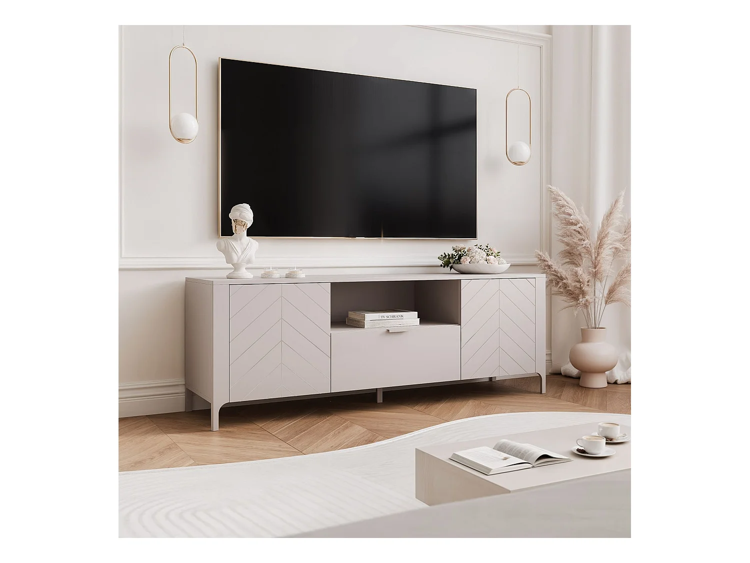 Meuble TV - 160 cm - LORIEN - Cachemire