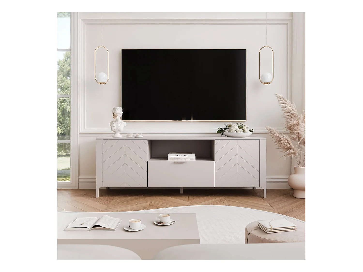 Meuble TV - 160 cm - LORIEN - Cachemire