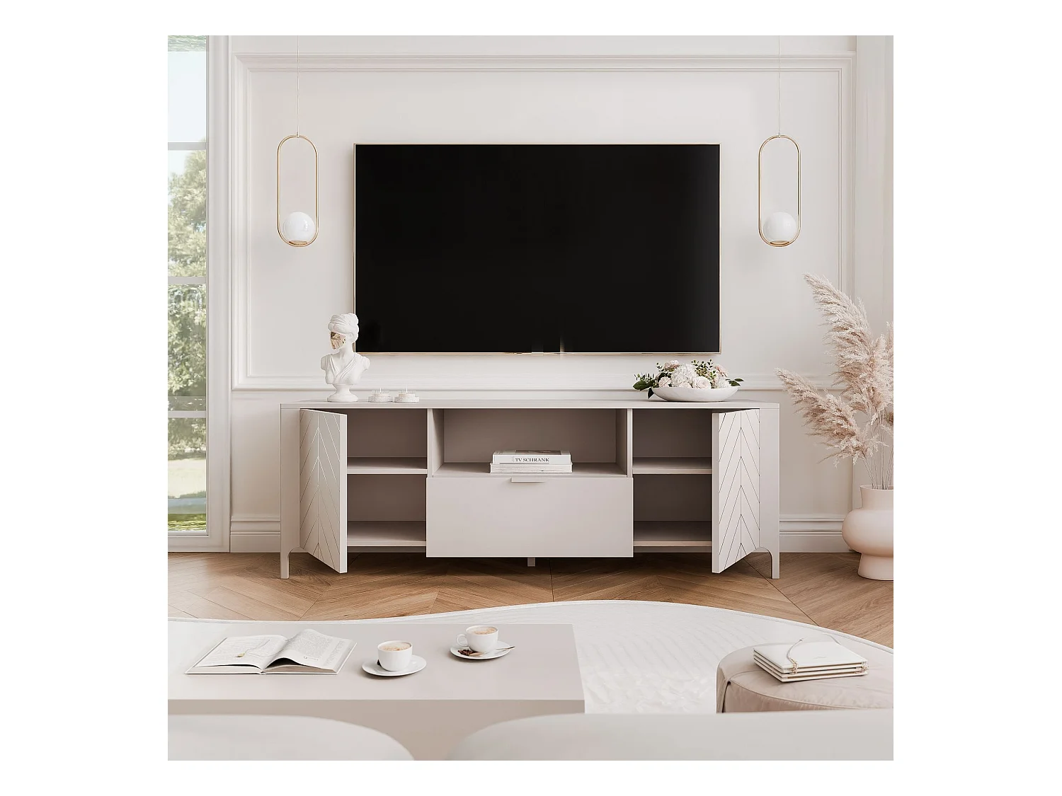 Meuble TV - 160 cm - LORIEN - Cachemire
