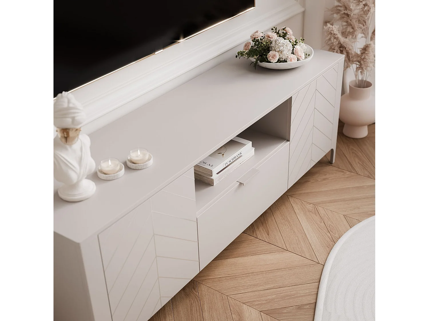 Meuble TV - 160 cm - LORIEN - Cachemire