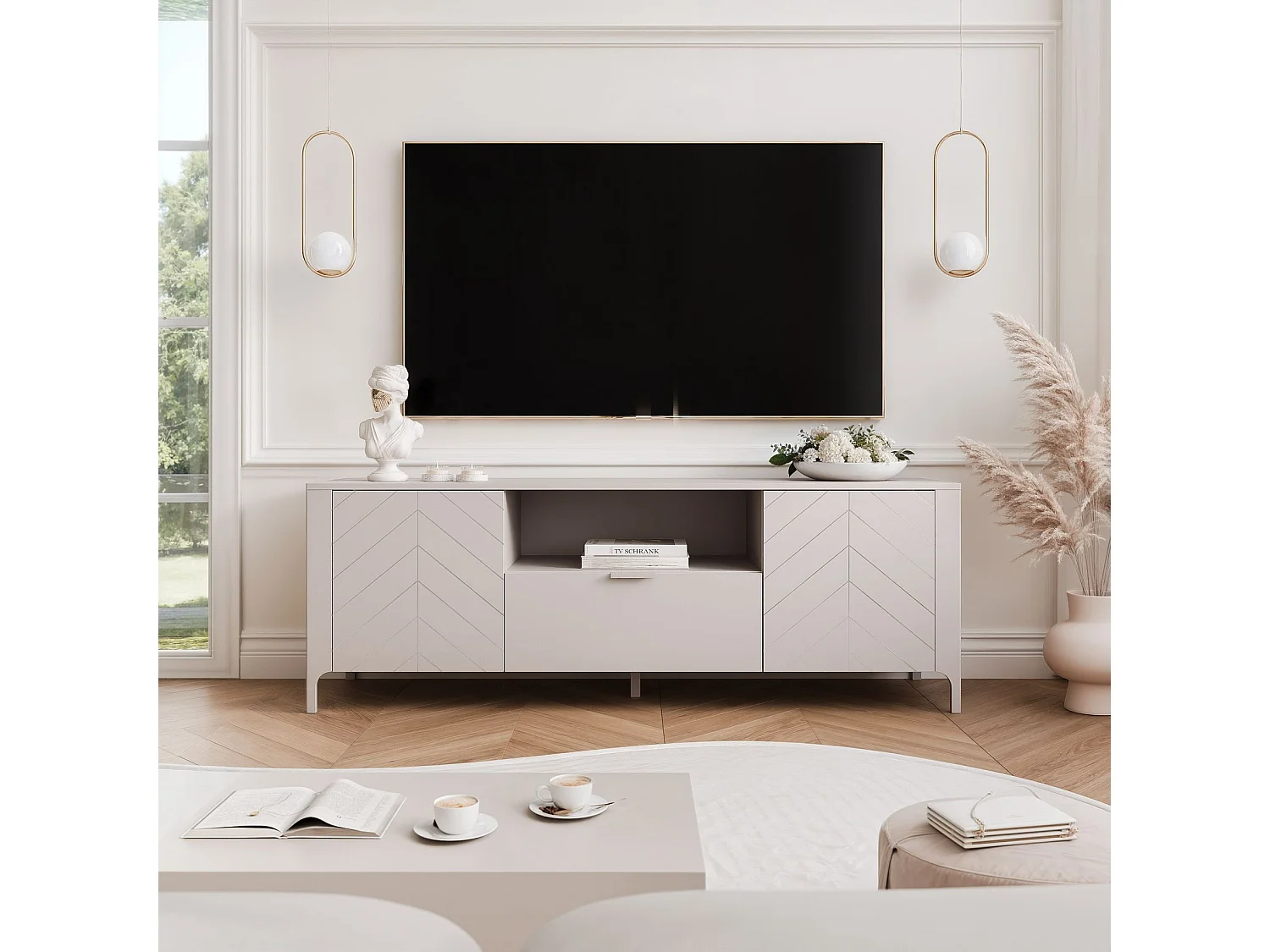 Meuble TV - 160 cm - LORIEN - Cachemire