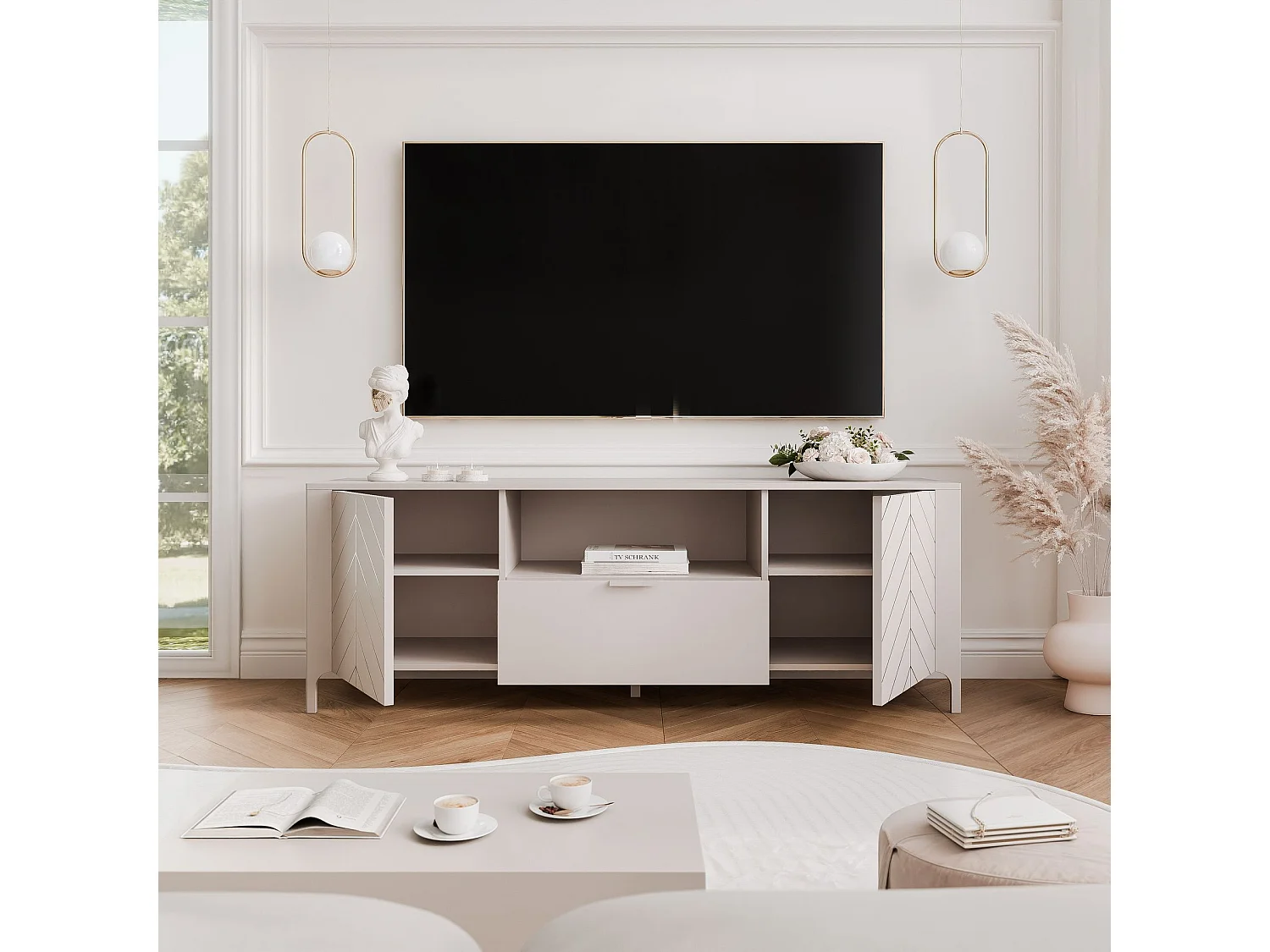 Meuble TV - 160 cm - LORIEN - Cachemire