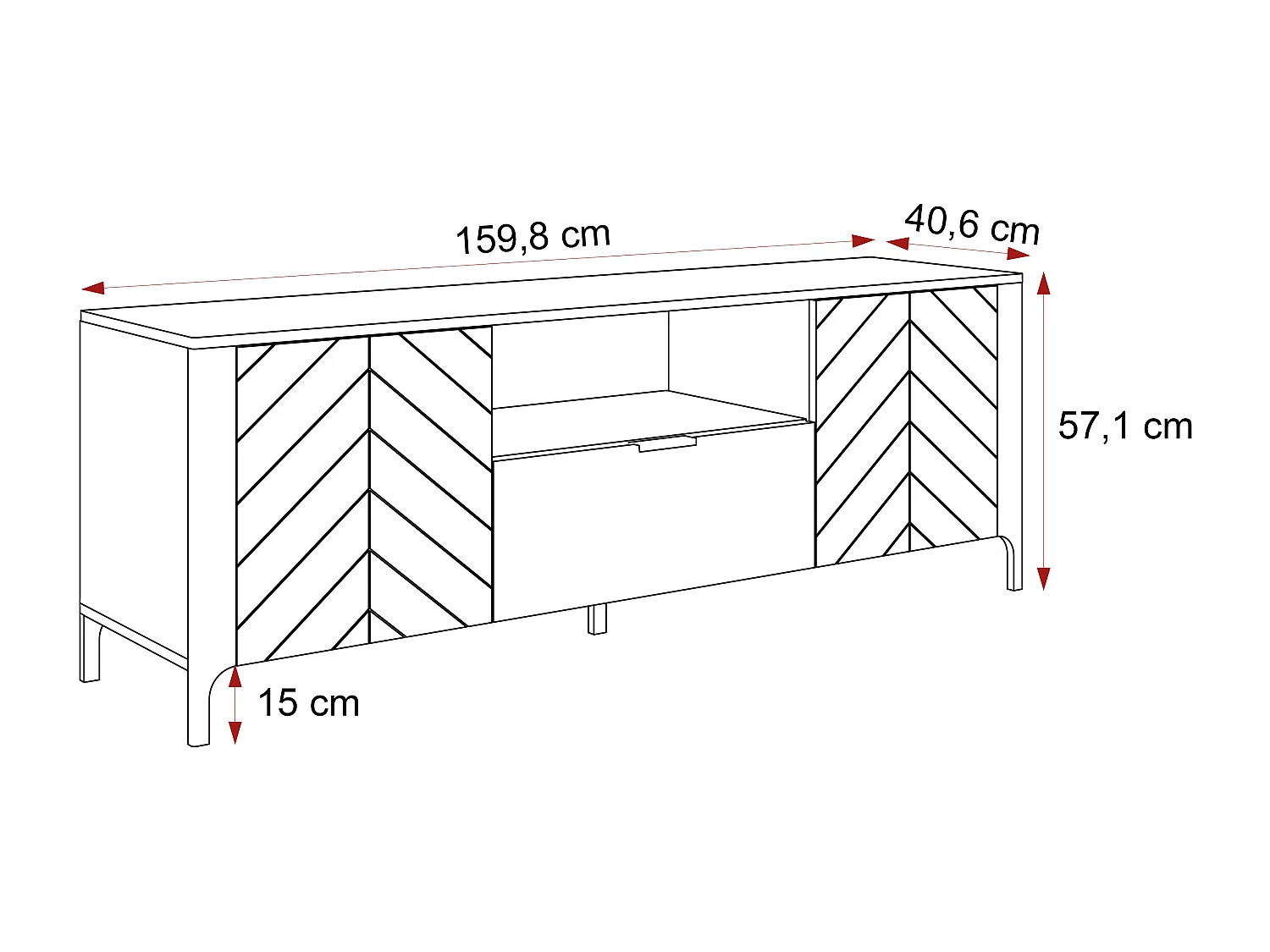 Meuble TV - 160 cm - LORIEN - Cachemire