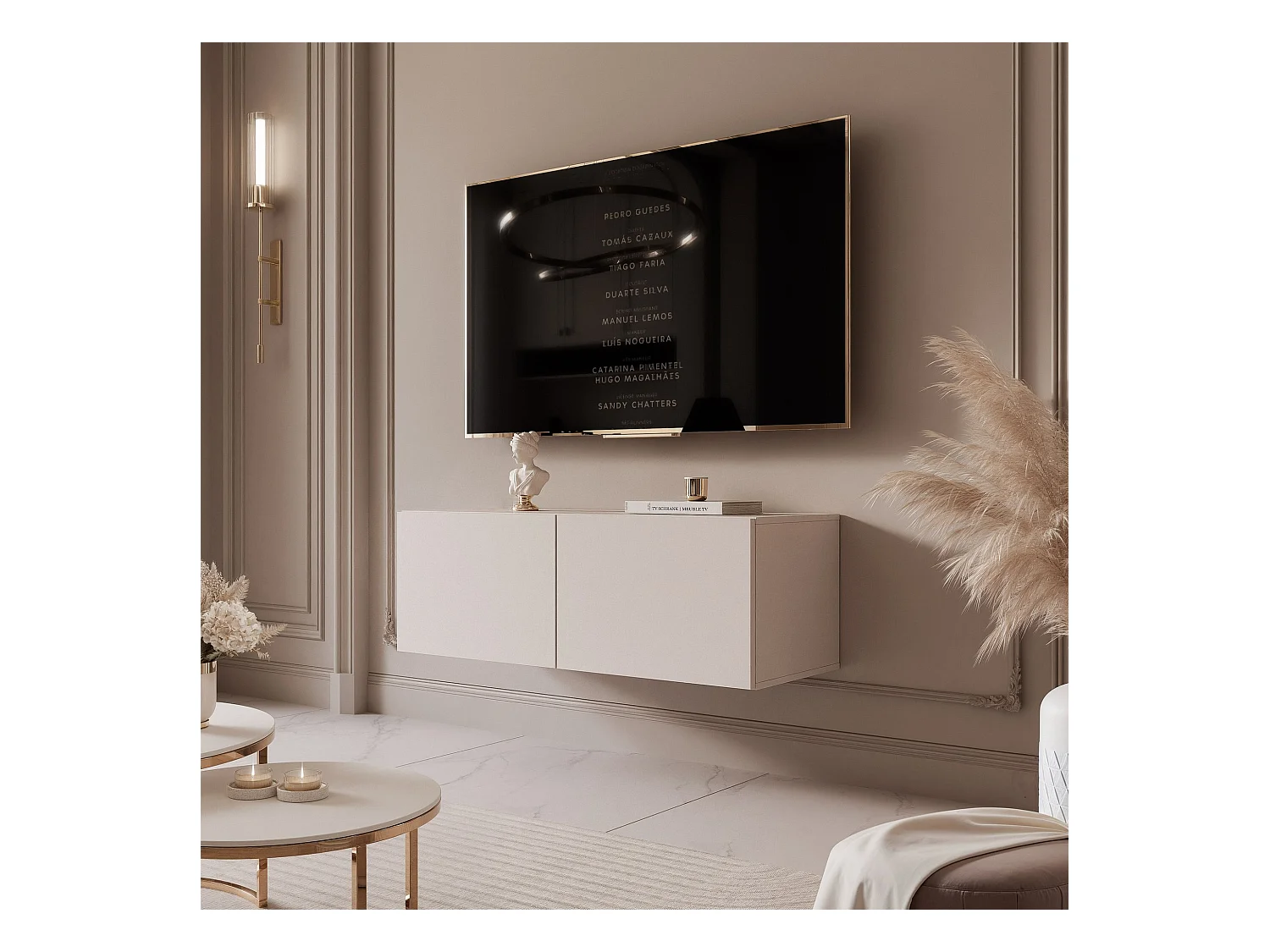 Meuble TV avec LED ANGEL 100 cm cachemire