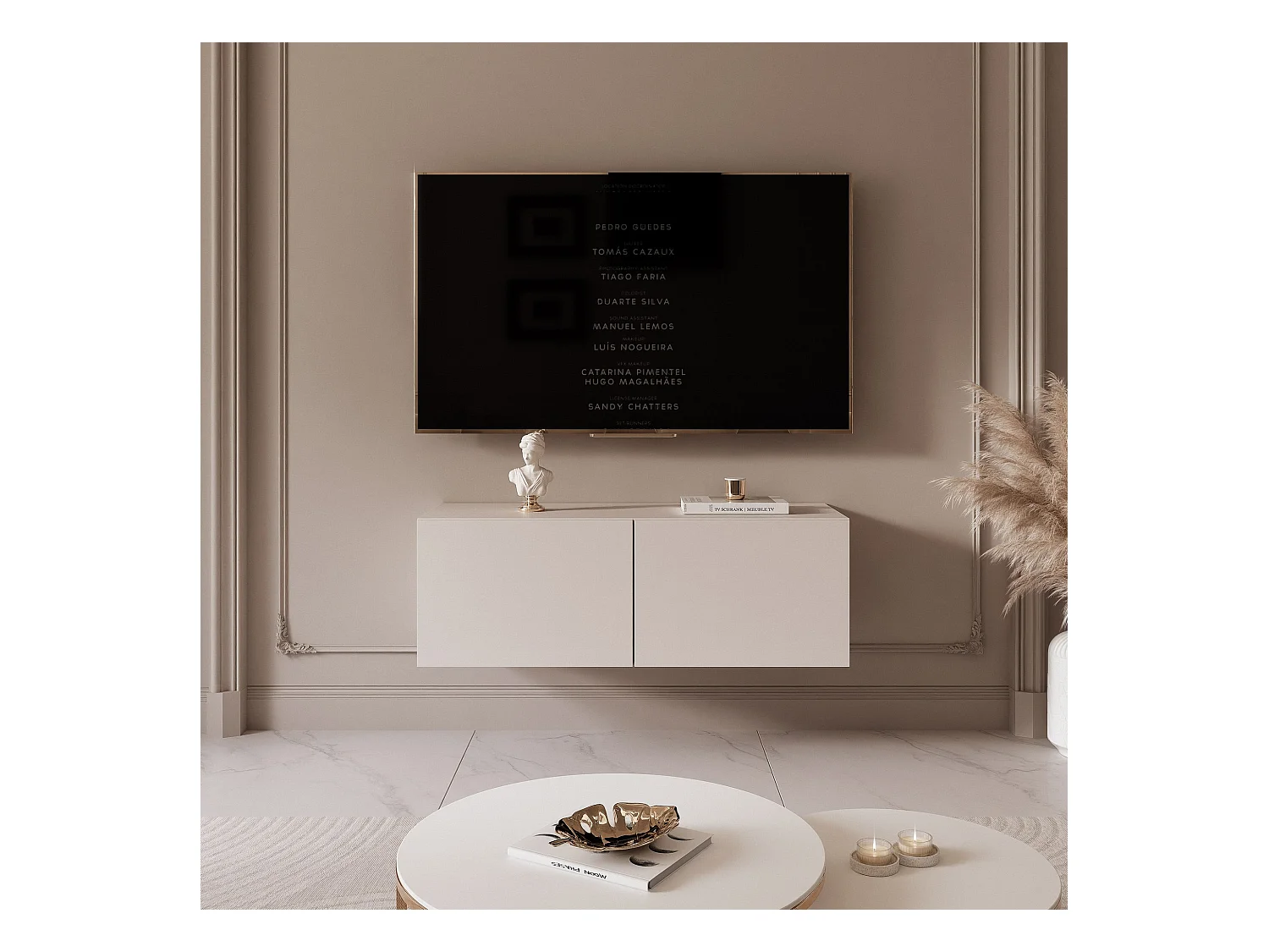 Meuble TV avec LED ANGEL 100 cm cachemire