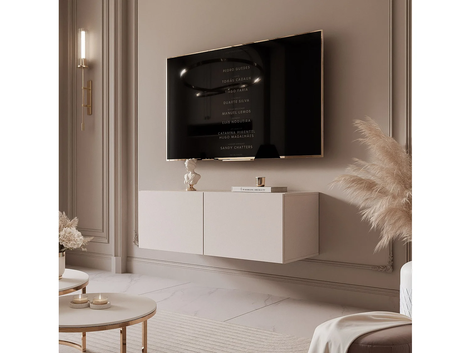 Meuble TV avec LED ANGEL 100 cm cachemire