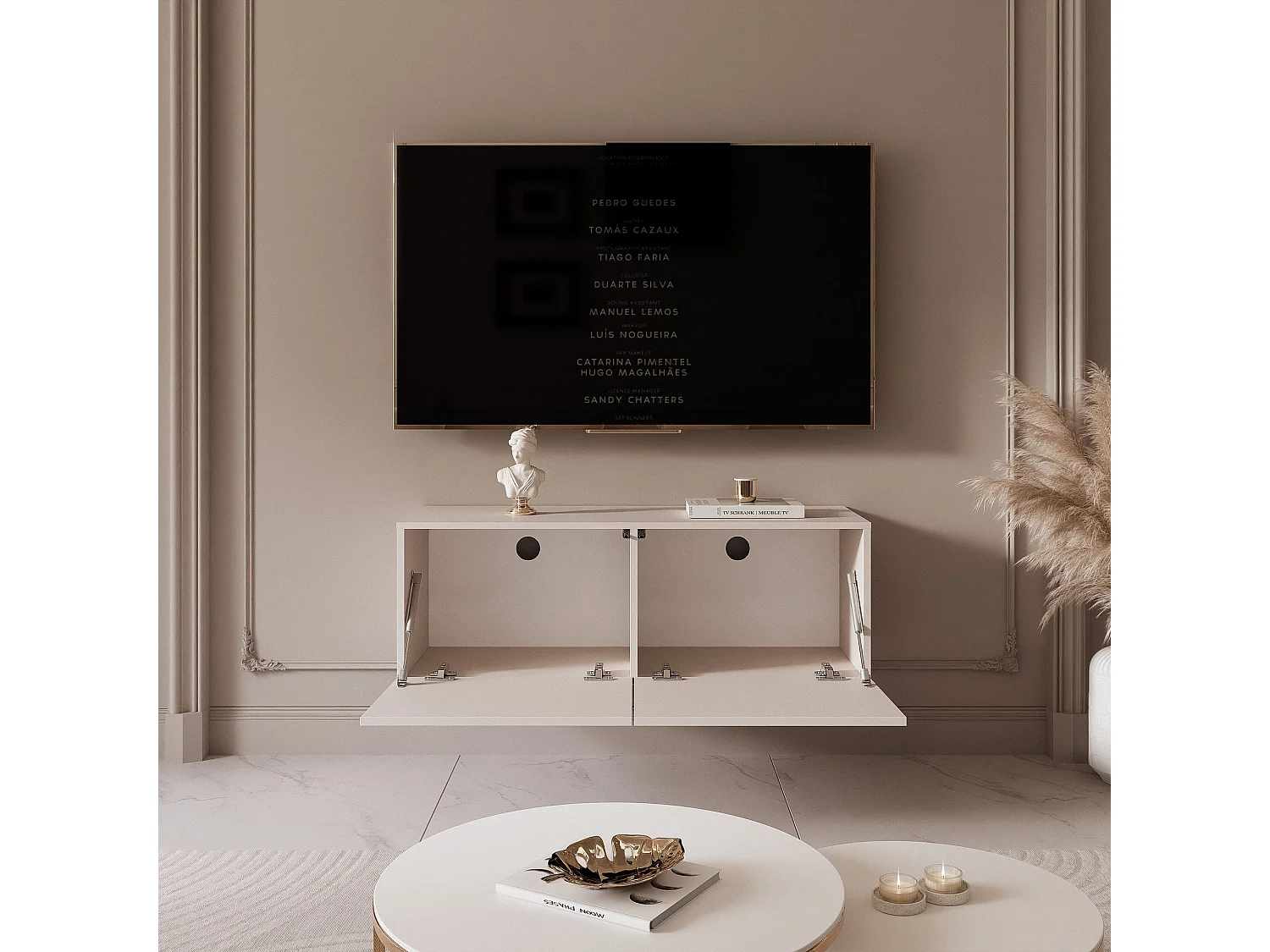 Meuble TV avec LED ANGEL 100 cm cachemire