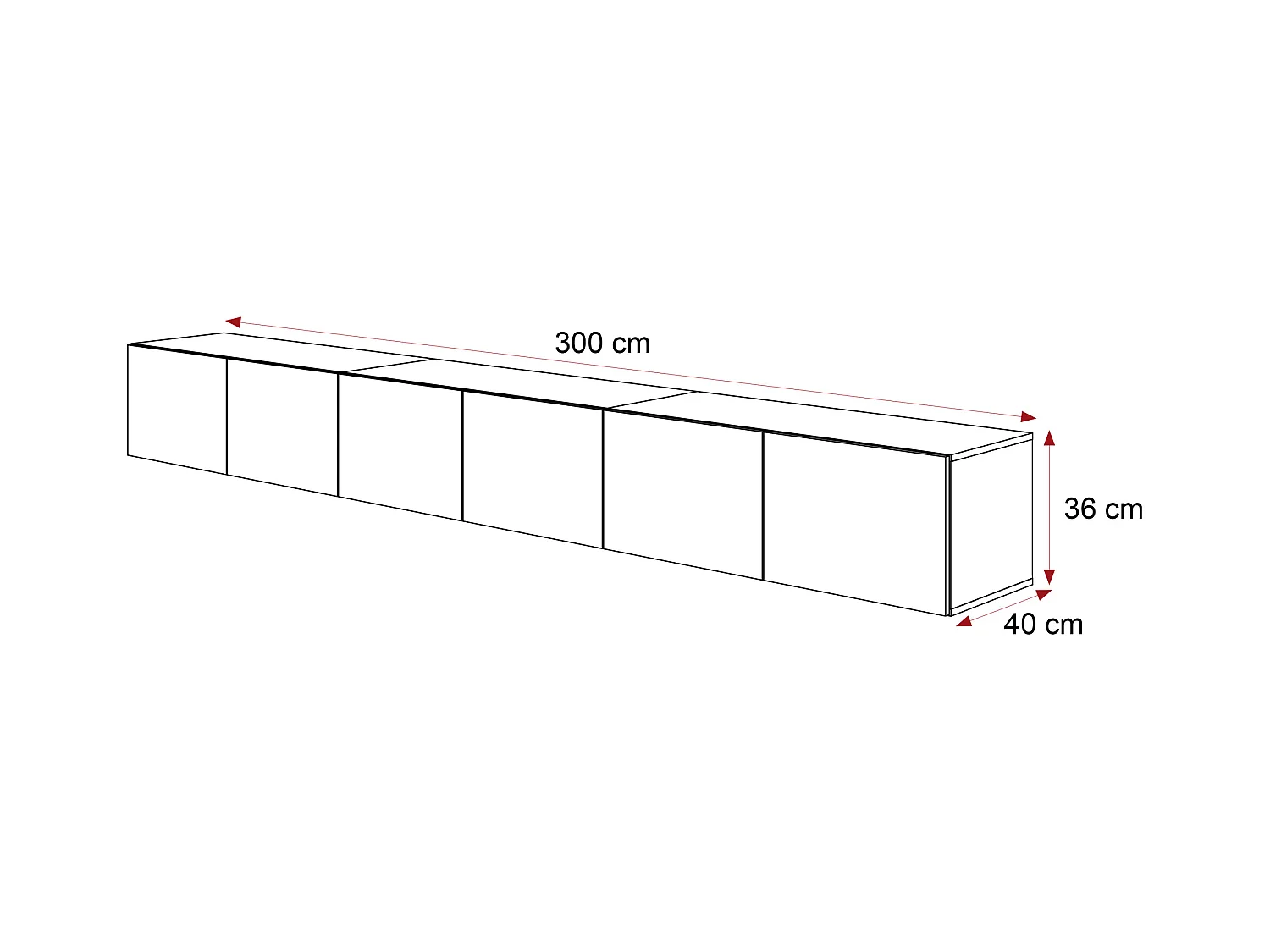 Meuble TV avec LED ANGEL 300 cm blanc mat