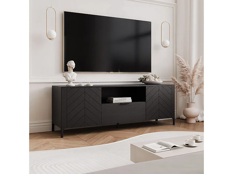 Meuble TV - 160 cm - LORIEN - Noir