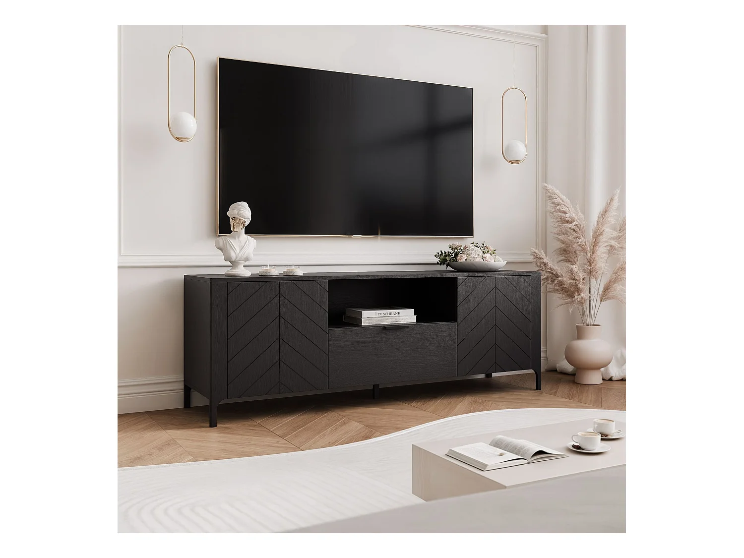 Meuble TV - 160 cm - LORIEN - Noir
