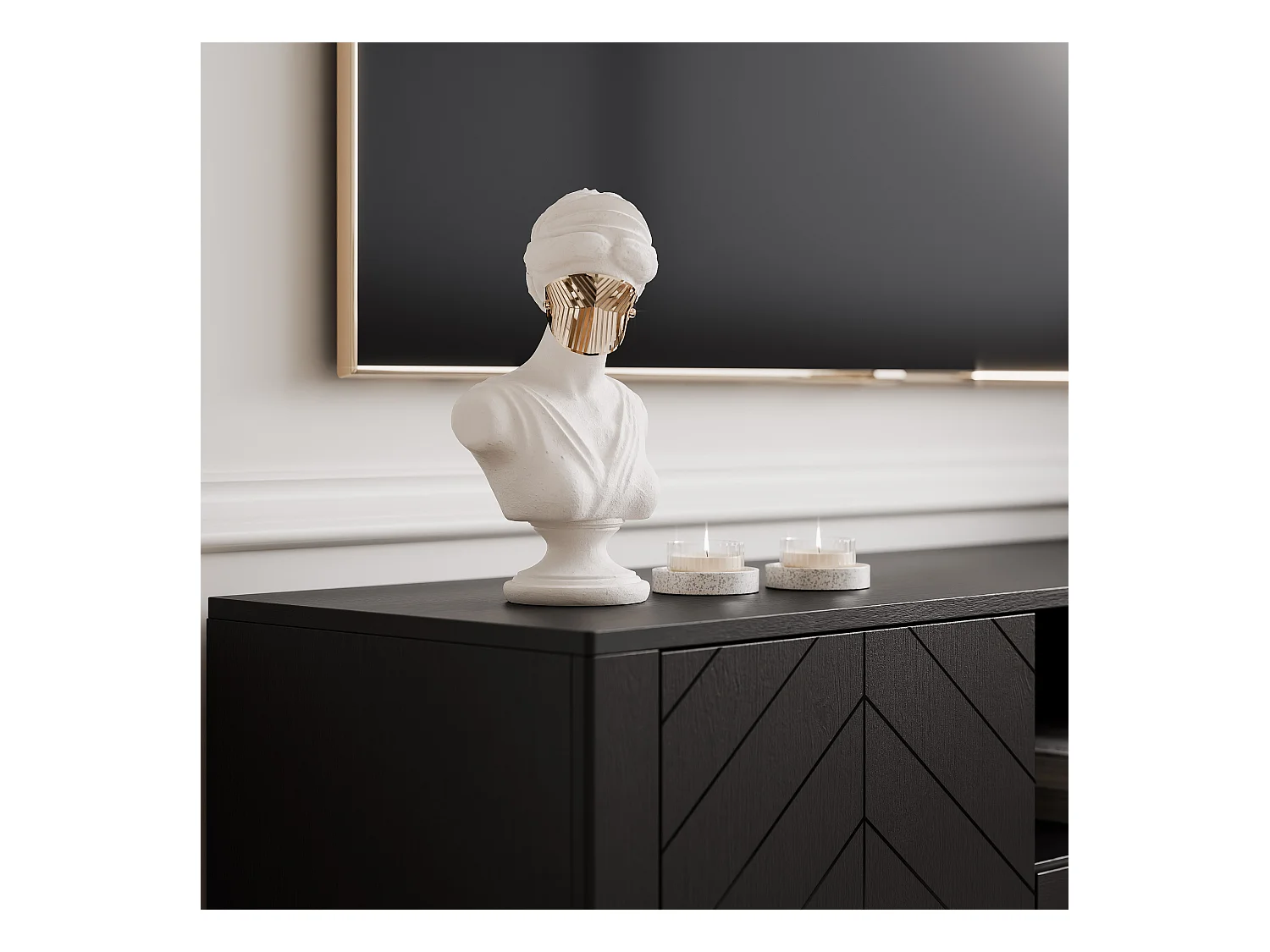 Meuble TV - 160 cm - LORIEN - Noir